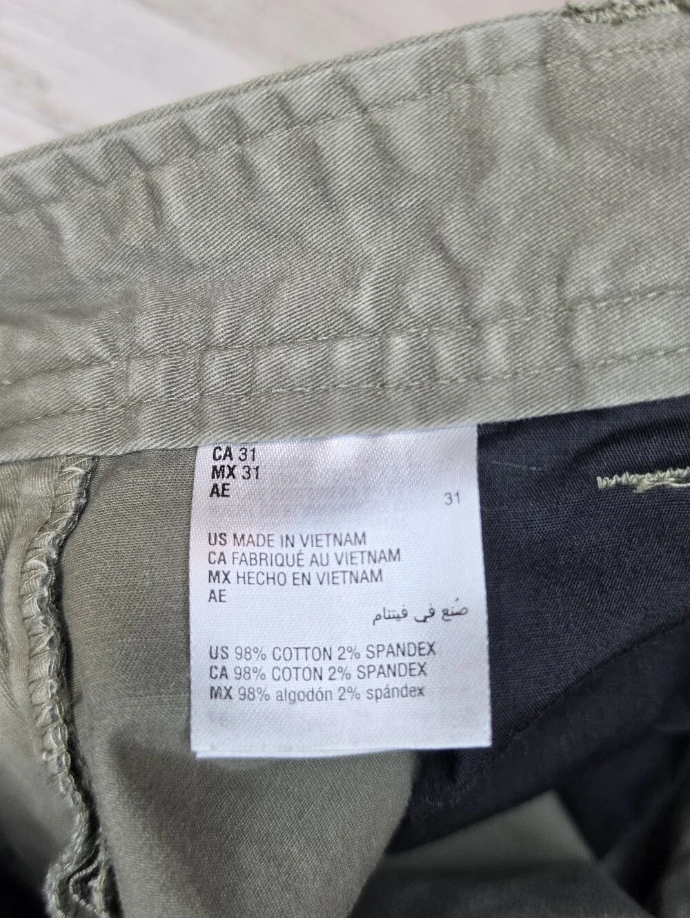 Sun + Stone Mens Cargo Pants 31x30 Olive Green Utility Straight Leg Stretch